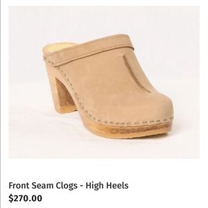 Sven Front-Seam High Heel Mocha Nu Buc Clogs NWT